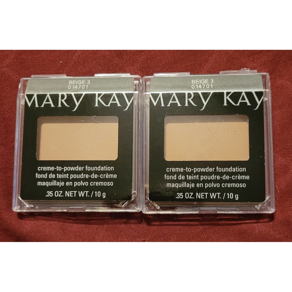 Lot of 2 Mary Kay 014701 Beige 3 Creme to Powder Foundation .35oz (NOS) *Flawed*